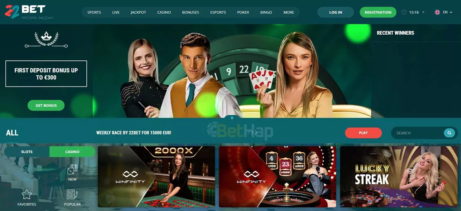 22bet kasino TOC 1